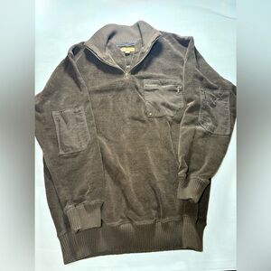 Men's Britches Quarter Zip Brown Sweater with Pocket Detail